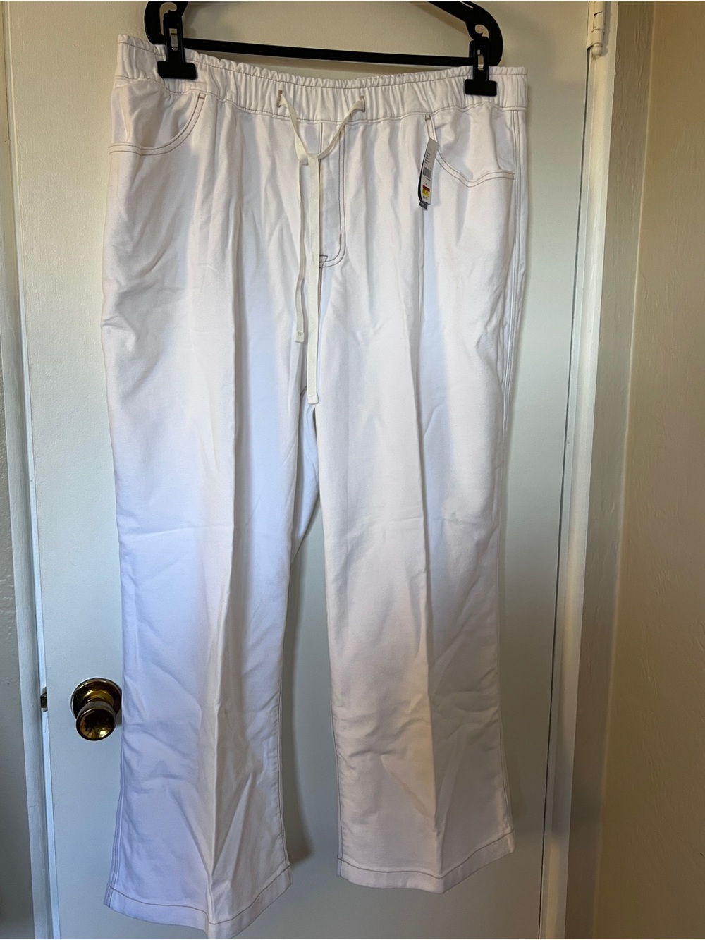 Lane Bryant White Straight-Leg Drawstring Pants Sz.22. NWT